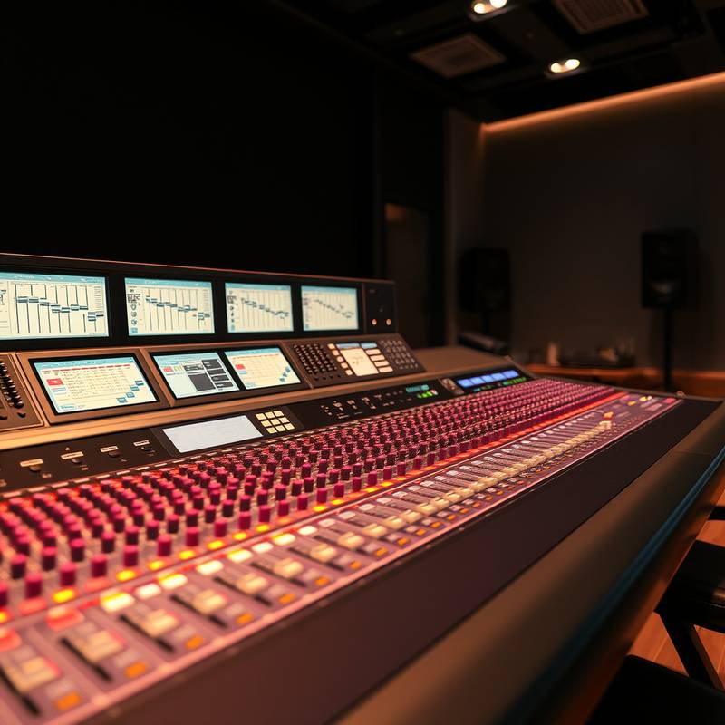 Console de mixagem SSL AWS 900 com diversos controles e medidores.